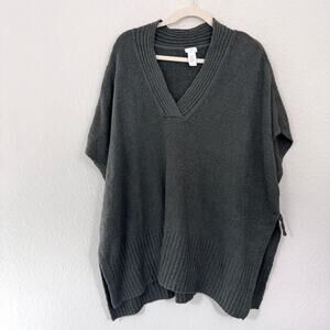 J. Jill Womens Chenille Poncho Sweater Size XL-3X Knit Classic Boho Green